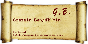 Goszein Benjámin névjegykártya